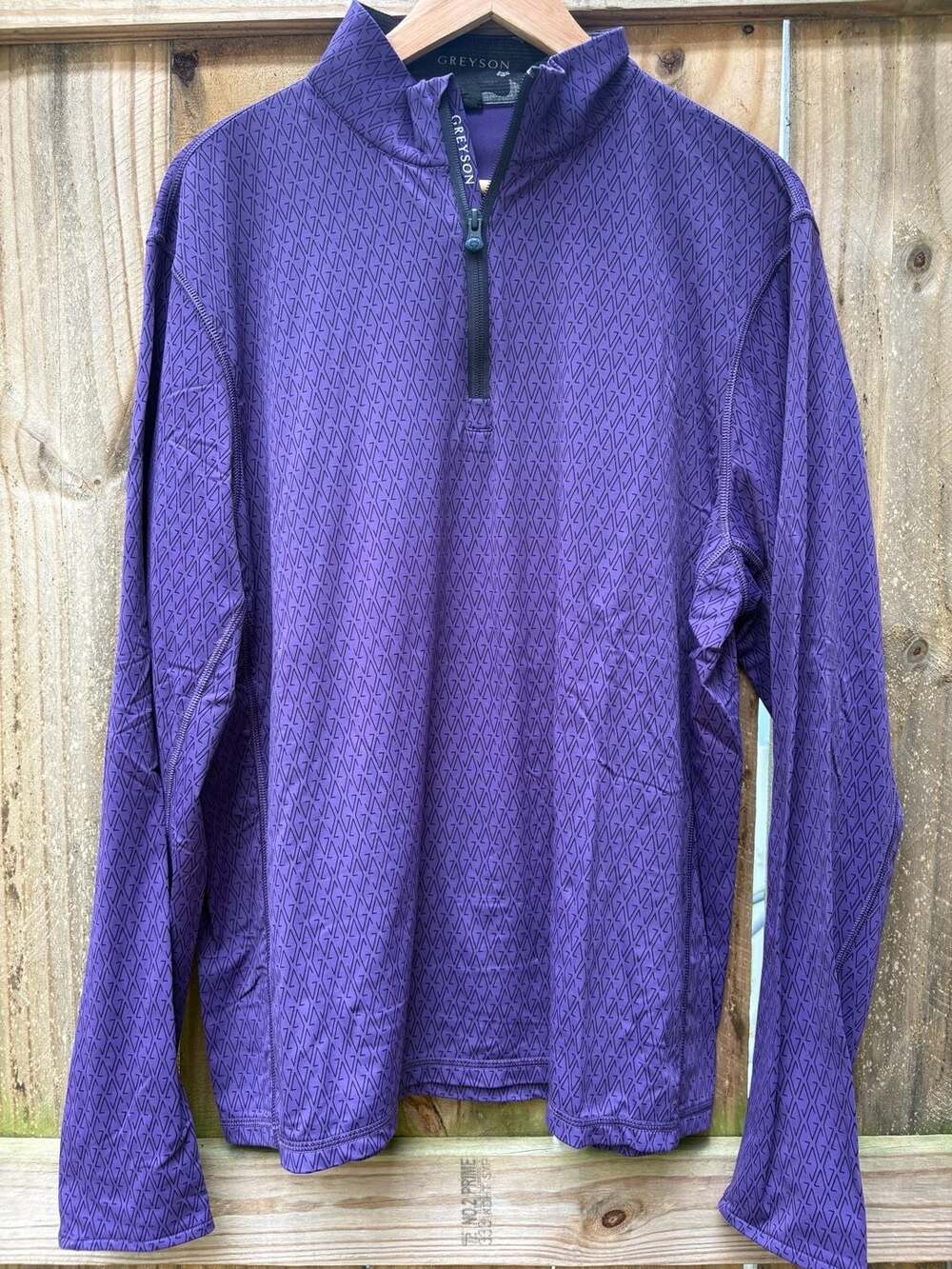 Greyson Wolf Logo Pattern Quarter Zip Pullover Purple XL